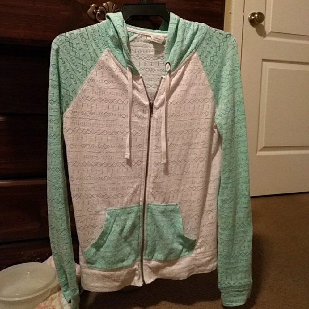 Zine Patterned light zip up hoodie